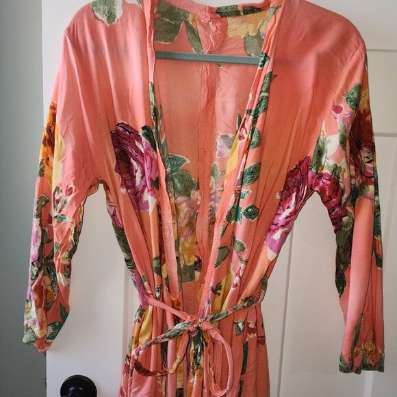 Floral coral robe - Picture 4 of 6